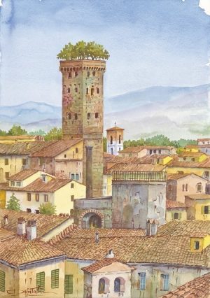 04 Lucca - Veduta parziale con la Torre Guinigi