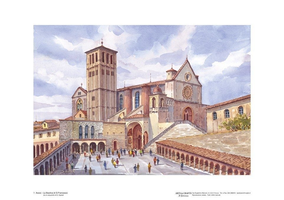 Poster turistico Assisi - Quadro su tela, Decorazione Parete cm. 50x70